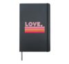 LOVE Retro 70s Heart Rainbow Stripe Girls Teens Womens Top Hardcover Journal, Black