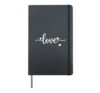 Love Script Text with Heart Accents Minimal Romantic Design Hardcover Journal, Black