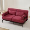 Loveseat Sofa 59" Sofa Couch 2 Seater Sofa with Flexible USB Ports, Unique Cylindrical Armrests for Living Room, Red