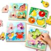 LovesTown Wooden Peg Puzzles, 4PCS