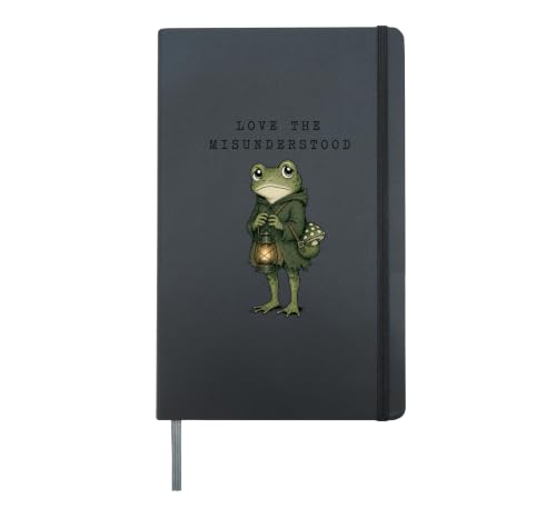 Love The Misunderstood Cottagecore Frog Mushroom Goblincore Hardcover Journal, Black