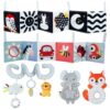 Lovvie & Joy High Contrast Baby Toys for Newborn, Black and White Baby Sensory Toys with Car Seat Toys Fox Rattle Toys Baby Security Blanket,Montessori Toys for Baby Gifts