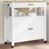 LPERTGFHU Kitchen Trolley with Drawer and 2 Doors, Solid Pine Wood Storage Cart on Wheels, 33.1x15.7x34.8 Inch Utility Island for Kitchen Living Room