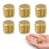 LQLACBD 6 PCS Brass Dice, Gold Dice, Recessed Pips and Rounded Corners