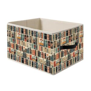 LRWHDFW Vintage Book Lovers Storage Bins, Retro Bookish Foldable Closet Organizers Storage Basket Toybox for Reading Corner Room Library Bedroom Bathroom Home Clothes Toys Books