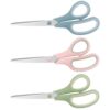 LSLCQW 3-Pack 8" Heavy Duty Scissors with Ultra Sharp Blades and Comfort Grip Handles - For Office, Home, School, Sewing, and Crafts (Pale Blue and Green)