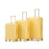 Luggage Sets with Cup Holder, 3 Piece ABS Spinner Suitcase Set (20/24/28 inch), Carry On Luggage with USB & Type-C Port, Phone Holder, Durable Waterproof Hard Shell, Telescopic Handle (Yellow)