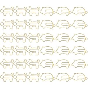 Luggspa 80 Pcs Cute Pet Office Supplies Metal Paper Clips (Gold Pig)