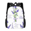 Luiumknz Fabric Pattern With Lavender Flowers And Eiffel Tower Large Capacity Multi-Purpose Outdoor Hiking Travel Backpack