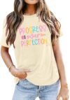 LUKYCILD Teacher Shirt Women First Day of School Shirts Progress Over Perfection Tee Casual Teacher Life Short Sleeve T-Shirt Apricot