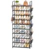 LUKYTOWER Tall Shoe Rack - 10 Tier Shoe Organizer 30-35 Pairs Boot Storage