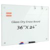 Lumspax Large 0.3mm Reinforced Metal Backing Glass White Board for Wall, 36" x 24" Big Magnetic Tempered Glass Dry Erase Board with Frameless Design, 3' x 2' Glass Whiteboard for Home, Office, School