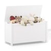 LunaThreads 2.7 Cubic Feet Large Wooden Toy Chest Bench with Slow Close Lid, Multi-Purpose Toy Storage Box Toy Organizer Trunk for Bedroom Living Room