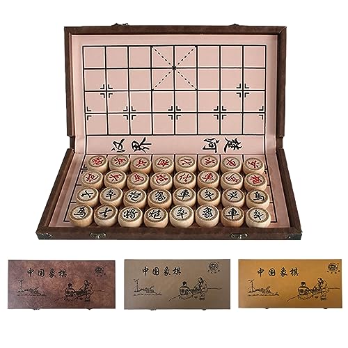 Luoyer 15 inch Chinese Chess Set with PU Leather Foldable Board Xiangqi Portable Chinese Chess Game Set Strategy Xiang Qi Board Games for 2 Players for Adults Family