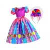 Luwecf 4x Dress Girls Candy Costume with Headband Princess Fancy Dress Short Sleeve Skirt Polyester Suitable for Photo Role Birthday