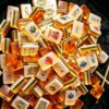 Luxury Amber Burl Wood American Mahjong Set, 4-Layer Acrylic Tiles