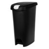 LUYKNZCH 12 Gallon Black Slim Step Trash Can, Locking Foot Pedal Lid Garbage Bin, Space-Saving Waste Container, Compatible with 13-Gallon Bags for Home Kitchen Use
