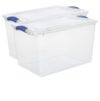 LUYKNZCH 2-Pack 66 Quart Clear Plastic Storage Bins With Blue Latch Lids, Stackable Indexed Lid Large Organizer Boxes, See-Through Containers For Bulky Clothes Blankets Sports Gear Home Closet