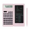 LveSunny Scientific Calculators for Middle School & High School, Solar and Battery Power with Notepad for School，10 Digits Digital with Erasable Writing Board Math Calculator (Pink)