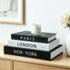 LXLJDN Decorative Fake Books for Home Decor - 3 Faux Book Storage Boxes, Stackable Decorative Bookshelf & Coffee Table Decor, Modern Neutral Design for Any Home Aesthetic with Hidden Storage