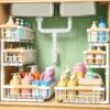 LYSENDUO Under Sink Organizer, 2-Pack 3-tier Under Sink Storage Organizer Adjustable Height Easy Assembly Pull Out Cabinet Organizers Basket for Bathroom Kitchen Pantry Home Organization
