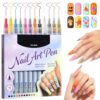 LYXMYGS Nail Art Marker, 12-Colors Nail Art Pens Set, 0.5MM Fine Line Nail Polish Pens for Nail Art, Nail Art Marker Set Suitable for DIY Nail Design, Nail Painting, Home & Salon Manicure Tools