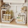 LZTET Under Sink Storage Rack,2-Tier Sliding Organiser,Pull-Out Baskets