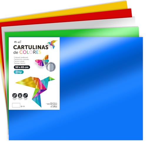 m-office Metallic Colour Card 50 x 65 cm, 230 g/m², Large Craft Card Sheets, Coloured Cardboard for Crafts, Creative Design and Art Projects, Shiny Reflective Effect · m-office (10 Sheets, Assortment)