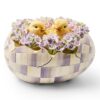 MACKENZIE-CHILDS Peekaboo Egg, Cute Easter Chick Decor, Spring and Easter Egg Decor, Purple-and-White Violet Check