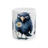 Mad Raven Mug – 15oz Ceramic Coffee Cup with Intense Bird Art – Raven Lover Gift for Women & Men – Expressive Animal Mug for Home or Office