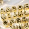 Maerolre 36Pcs Large Letter Beads & NumberBeads, 20mm Big Acrylic Bubble Alphabet, Gold Plastic Beads for DIY Keychains, Jewelry Making - A to Z
