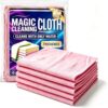 Magic Cleaning Cloth 5-Pack Reusable Lint Free Cleaning Towels | XXL Microfiber Streak Free Magic Cloth for Stainless Steel, Glass, Mirrors, Windows, Kitchen, Bathroom, Car,Screens，Pink