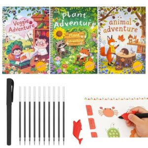 Magic Grooved Writing Practice Books 3-Pack, Reusable Preschool Workbook