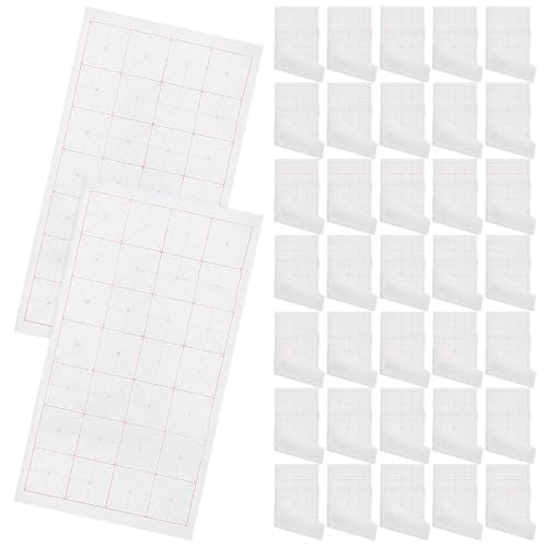 MAGICLULU Semi-raw Xuan Calligraphy Practice Paper with Blank Square and Character Grids 100 Sheets Excellent Ink Absorption and Smudge Prevention, for Personal Handwriting Practice