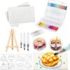 Magic Puffy Painting Kit for Aldult,12-Color Acrylic Markers and 10 Round Sheets with Mini Display Stand and Bead Chains, DIY 2D to 3D Art Craft Set for Birthday Party Crafting(Rectangle,12 Colors)