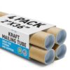 MagicWater Supply 2 x 36 Inch Kraft Mailing Tubes with End Cap - 4 Pack