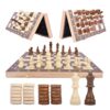 Magnetic Chess & Checkers Set 15", 2-in-1 Foldable Wooden Board