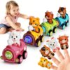 Magnetic Connect Push to Go Car Toys for Toddler 1-3, Baby Animal Race Cars