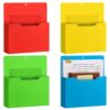 Magnetic File Folders 4-Pack, Letter Size A4 Paper Organizer for Whiteboard Fridge Locker Metal Cabinet, Colorful Magnetic Document Holders for Office & Home
