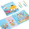 Magnetic Fishing Game for Toddlers Ages 3-8, Montessori Wooden Travel Toy