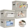 Magnetic Front Opening Fabric Storage Bins with Lids,16.5x11.8x11 in,4Pack