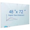 Magnetic Glass Whiteboard 72"x48" Premium Tempered Dry Erase Board Wall Mounted Frameless Whiteboard Bulletin Message Boards (White)