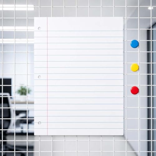 Magnetic Lined Dry Erase Whiteboard Sheet, 50×70cm (20×28 Inch) Reusable Writing Practice Board, Laminated Notebook-Style Paper for Home, Office, Group Activities, Studio & Wall Display,White
