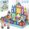 Magnetic Tiles Travel Set for Kids: 60pcs On-The-Go Holds 6-8 Layers