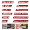 Magnetic Toolbox Labels 12-Pack - 3D Reusable for Steel Toolboxes (Red)