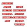 Magnetic Toolbox Labels 3D Printed Personalized Box Label Magnets Metal Drawer Labels for Garage Storage to Stick and Remove (Red 36Pcs)