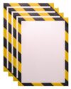 Magnetrip Self-Adhesive A4 Magnetic Document Holder, 8.5 X 11 Sign Holder, 4-Pack (Hazard)