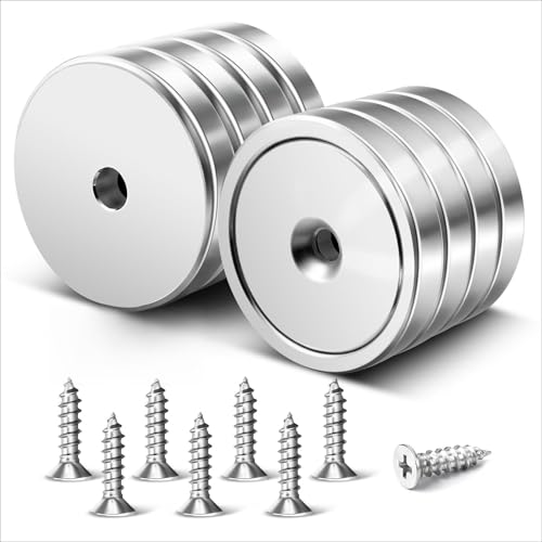 Magnets with Holes, 150 LBS+ Neodymium Magnet, Strong Rare Earth Magnets, Heavy Duty Magnet for DIY Projects, Office, Holding Tools, Lifting, Tool Room, 8 Pack (1.42 * 0.27 inch)