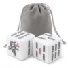 Mahjong Dice Set 2 Pcs Acrylic 20 mm with Gray Velvet Bag Bamboo
