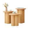 MAHYIZYI Round Nesting Coffee Table Set of 3 Fluted Coffee Table (Natural)